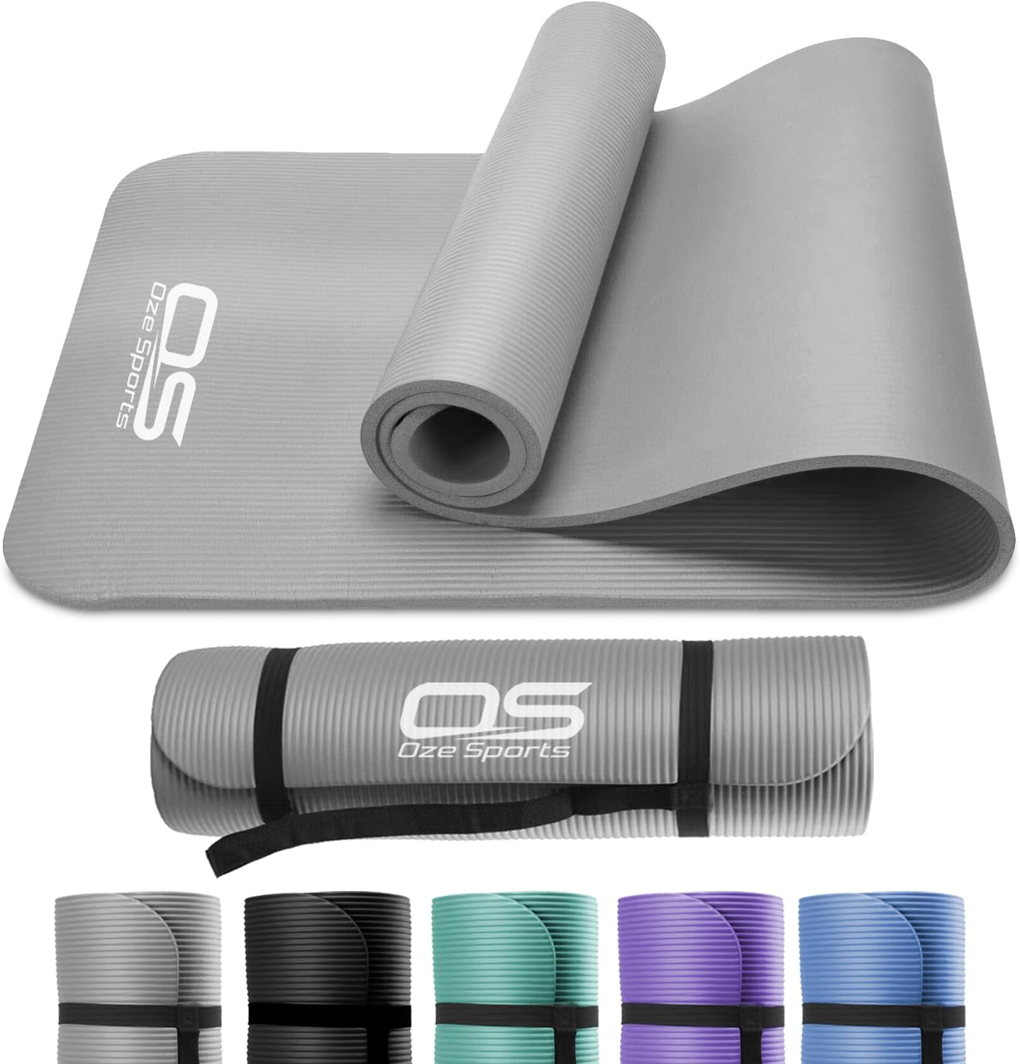 Yoga Mat Exercise NBR Fitness foam mat Extra Thick Non-Slip Large Padded High Density ideal for HiiT Pilates gymnastics mats Fitness & Workout with Free Carry Strap