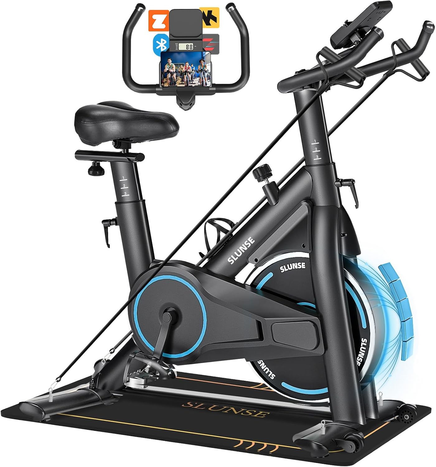 Exercise Bike, Adjustable Magnetic Resistance Brake Spin Bikes Equipment for Home Use, Stationary Bike with Digital Monitor & Tablet Holder, Upgraded Seat Cushion, 180KG Weight Capacity
