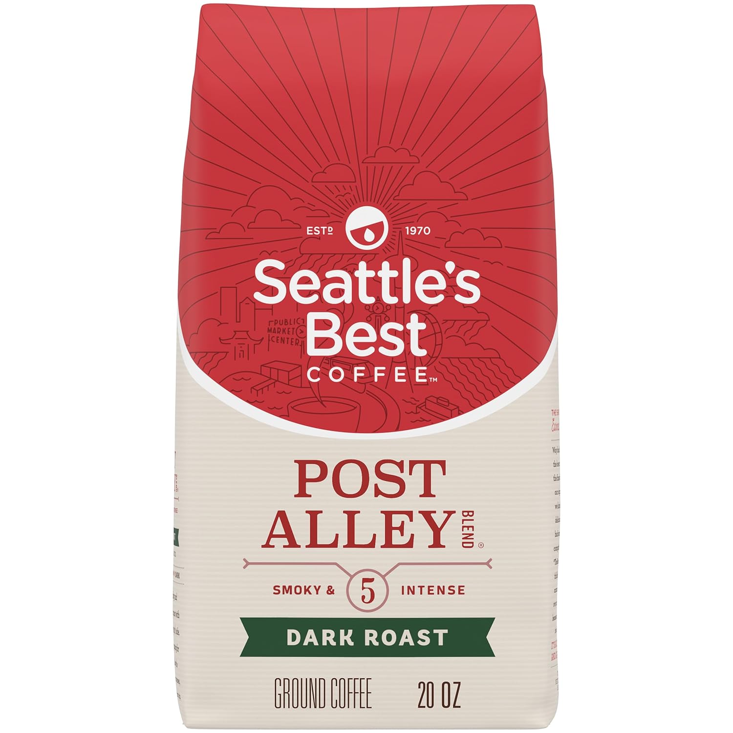 Seattle's Best Coffee Post Alley Blend Dark Roast Ground Coffee | 20 Ounce Bag