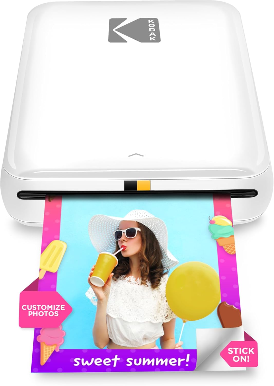 KODAK Step Instant Smartphone Photo Printer - Portable Mini Color Wireless Mobile Printer - Zink 2x3 Inch Sticky-Back Photos - Bluetooth Compatible with iOS & Android Devices - Fun Editing App - White