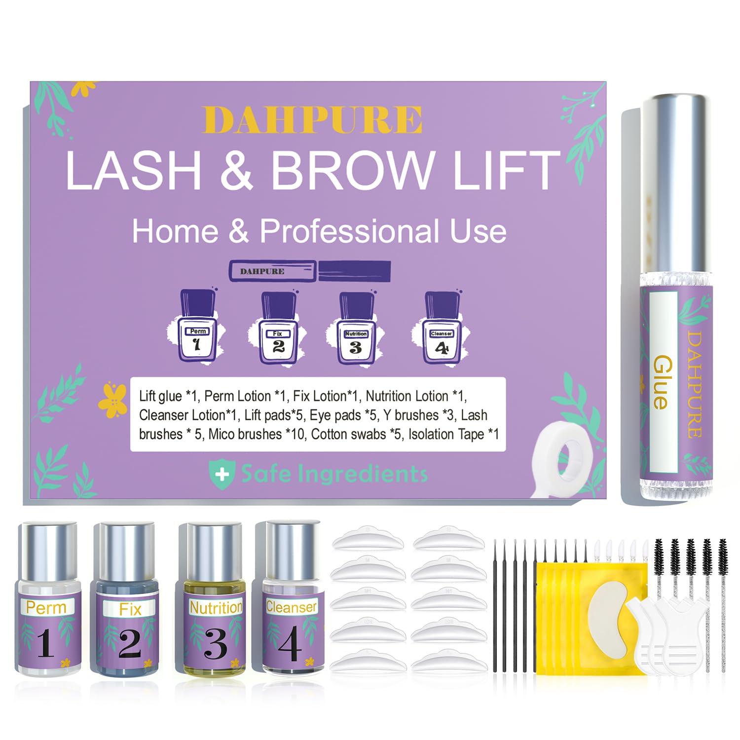 Lash Lift Kit and Eyebrow Lamination Kit, Eyelash Perm Kit at Home for DIY, Semi-Permanent Long Lasting for 6-8 Weeks, Easy to Use at Salon