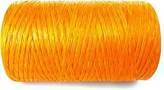 Kulay Artificial Deer Sinew Neon Orange Waxed Flat Polyester Thread for Beading, Leather, Tie-dye Crafts and Sewing, Neon Orange Sinue (5-Ply, 300 Yards or 900 Feet)