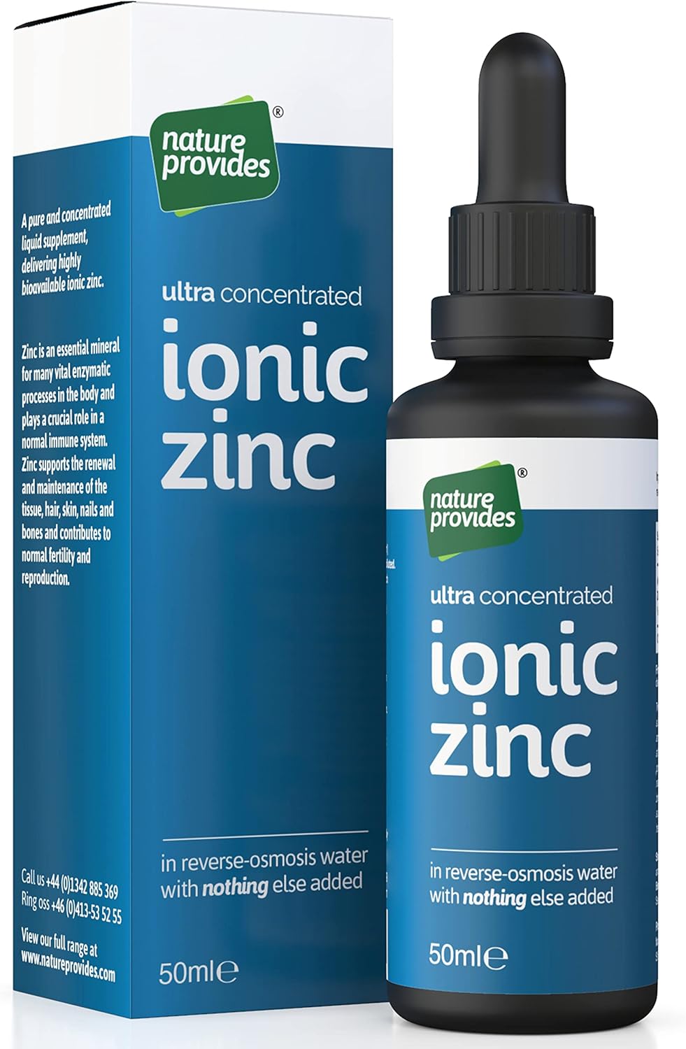 Ionic Zinc Sulphate Liquid Ultra Pure & Concentrated - 50ml, Immune & Fertility Support, Skin, Hair & Nails, Superior to Vimergy and Eidon, High Absorption, Made in UK by Nature Provides