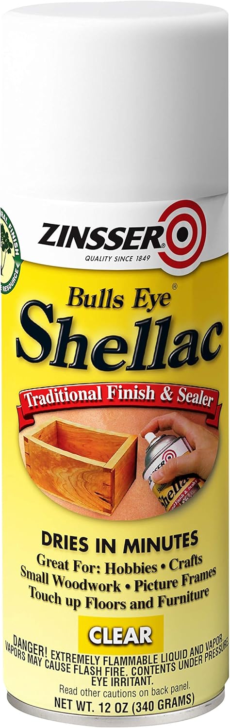 Zinsser 408 Bulls Eye Shellac Traditional Finish & Sealer Spray, 12 oz, Clear