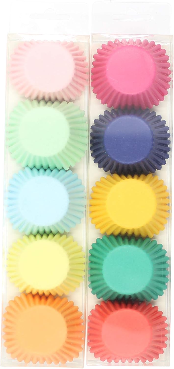 Cake Factory Mini Baking Cupcake & Muffin Liners Paper Cups 200 Liner Cases for Birthday Party Wedding Home Party Themed Event Charity and Special Occasions 2X Pastel Packets