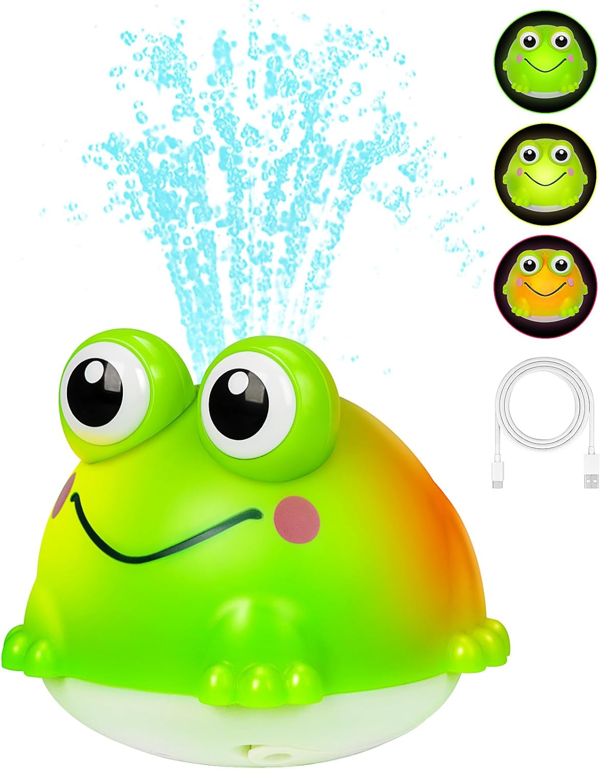 Jovicos Baby Bath Toys, Rechargeable Light Up Bath Time Toys, Automatic Spray Water Frogs, Sensory Shower Toy for Toddler, Bathtub Pool Water Sprinkler Toy for Kids