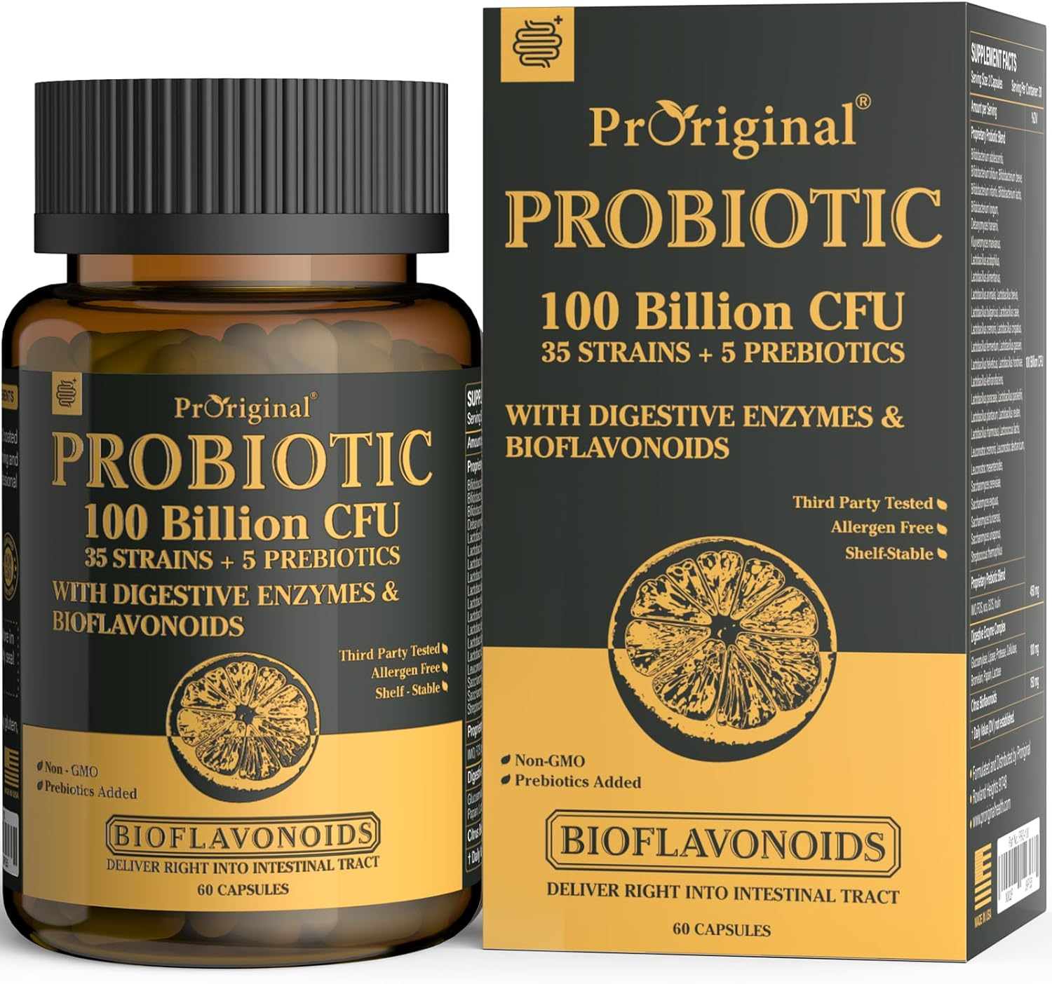 Probiotics with Prebiotics for Men and Women - 35 Strains Organic Probiotics 100 Billion CFU for Gut & Digestive Health, Vegan Acidophilus Probiotic Supplement, Non-GMO Raw Probiotic 60 Capsules