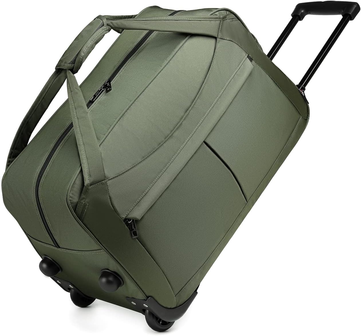 Kono Travel Carry on Hand Luggage Trolley 2 Wheeled Rolling Holdall Duffel Bag Foldable Weekender Bag (Green)