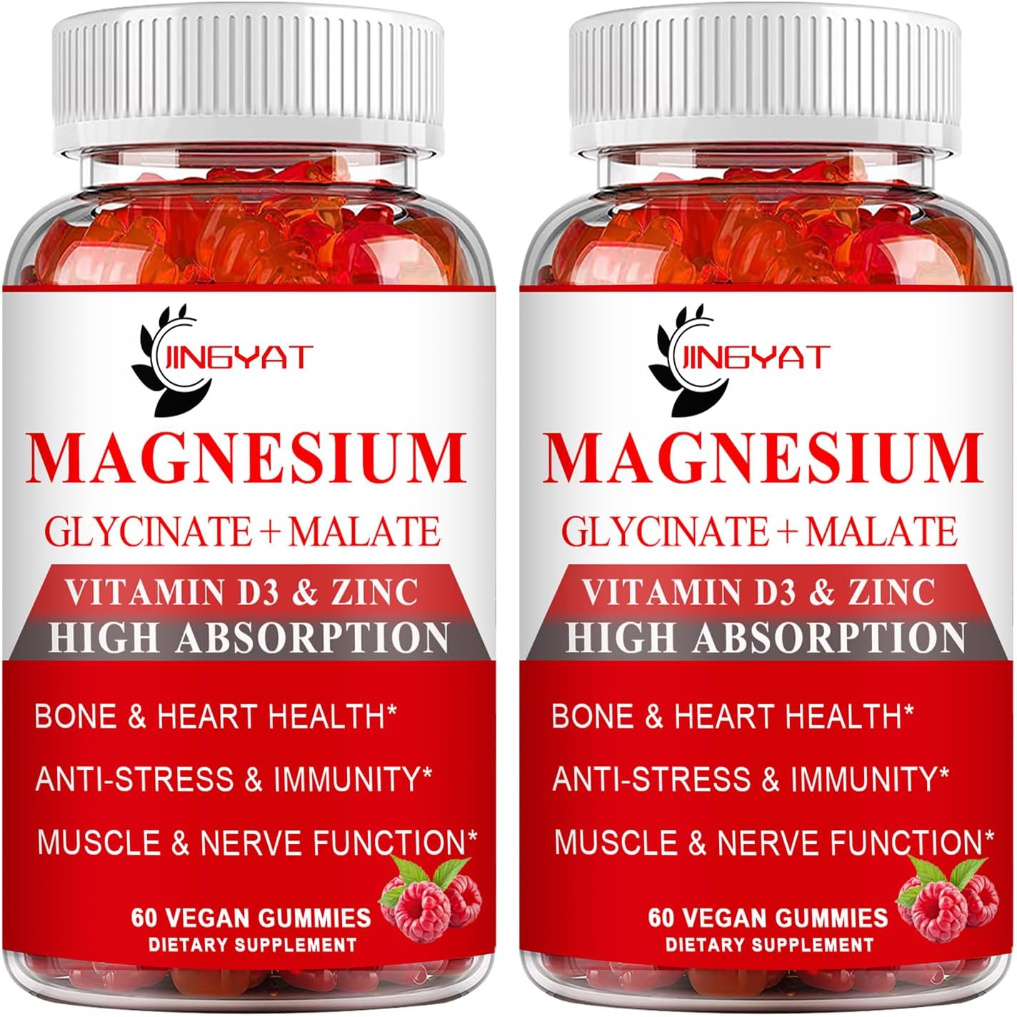 (2 Pack) Cortisol Supplement Magnesium Gummies 1000mg for Men & Women, Magnesium Complex Supplement w/Glycinate 500mg, Malate 500mg, Vitamins D3, Zinc - Vegan & Natural