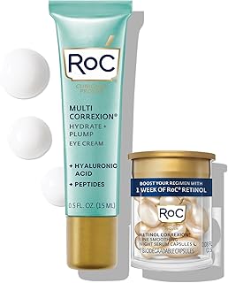 RoC Multi Correxion Hyaluronic Acid Anti Aging Under Eye Cream for Puffiness & Dark Circles (.5 OZ) + RoC Retinol Capsules (7 CT), Skin Care Routine, Fragrance & Paraben Free for Women and Men