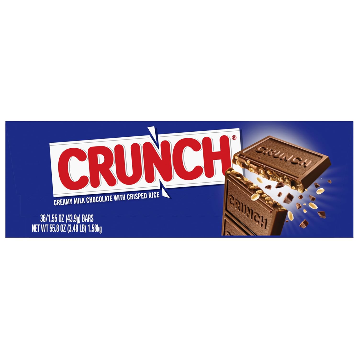 CRUNCH, Bulk 36 Pack, Milk Chocolate and Crisped Rice, Full Size Individually Wrapped Candy Bar, 1.55 oz Each