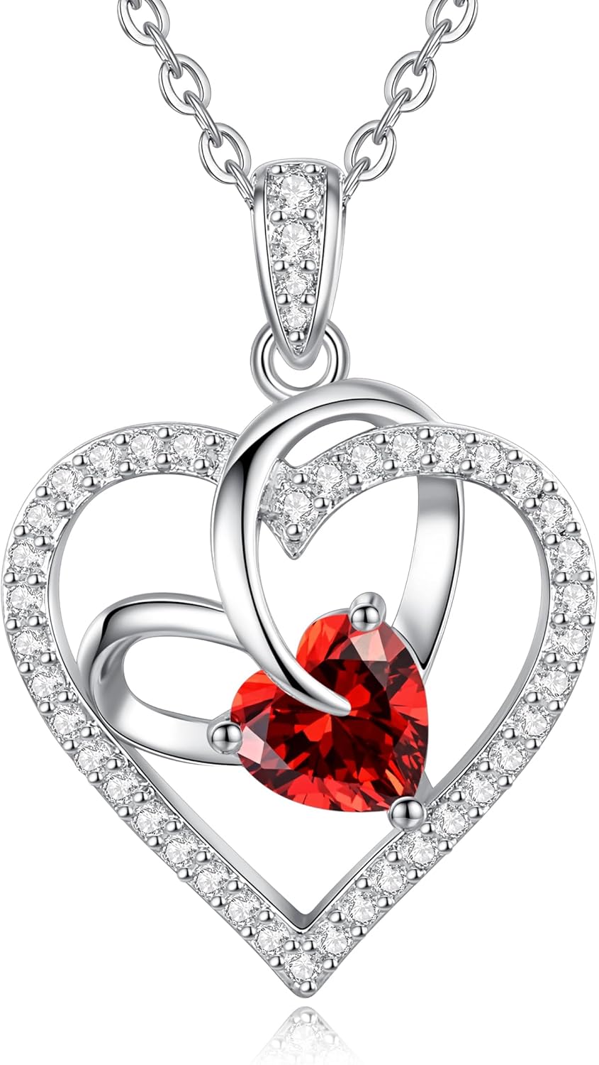 CDE Necklaces for Women Heart Pendant, Birthstone Jewellery Gifts for Women Her Wife Anniversary Birthday Mothers Day Christmas Valentine's Day