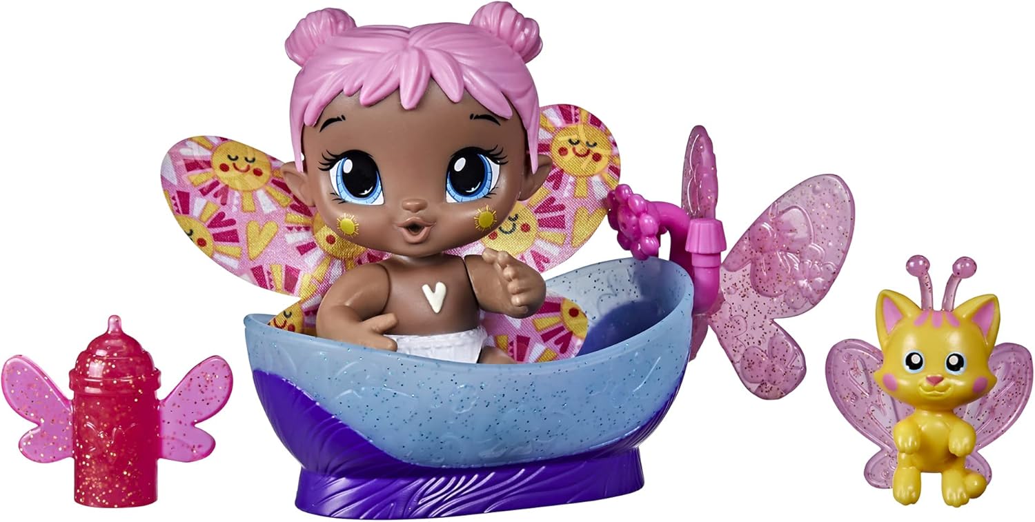 Baby Alive Glo Pixies Minis Doll, Bubble Sunny, Glow-in-The-Dark Doll for Kids Ages 3 and Up, 3.75-Inch Pixie Toy with Surprise Friend