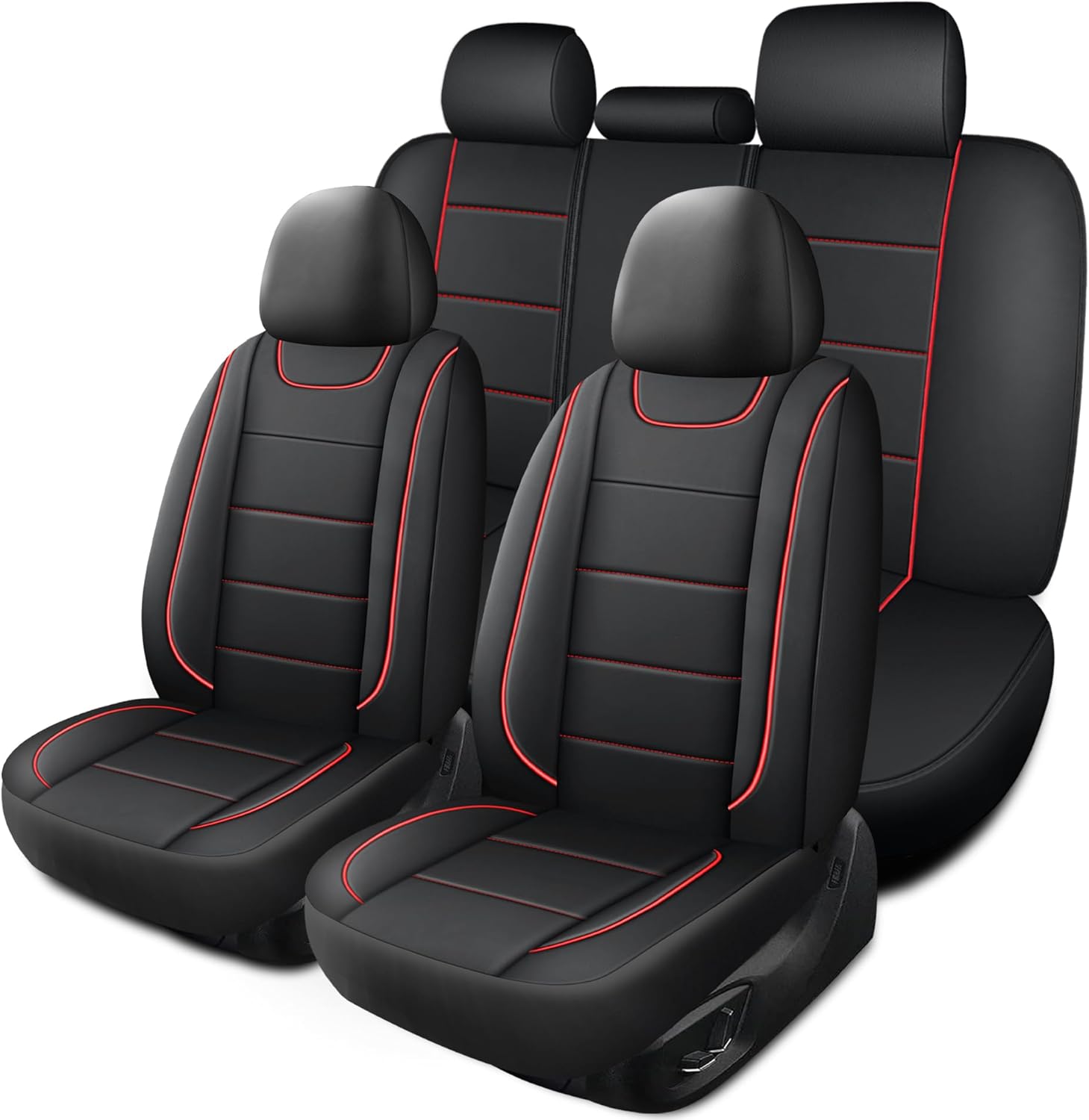 Car Seat Covers, Quilting Leather Seat Covers Full Set, Waterproof Faux Leather Automotive Seat Covers for Cars, Universal Car Seat Protectors Fit for Suvs, Trucks, Airbag Compatible