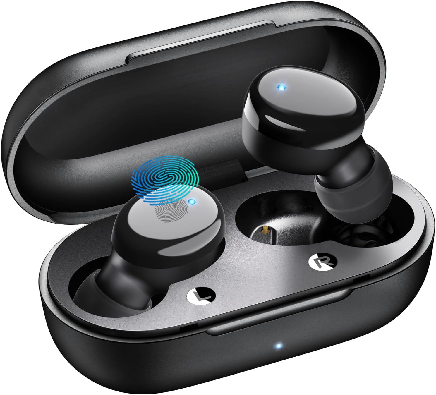 Temdan Wireless Earbuds in-Ear Headphones Bluetooth 5.3 with Built-in Mics Deep Bass Clear Call Ultralight Headsets, 60H Play Time for iPhone Android Studying Sports Gaming, Black