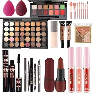 All in One Makeup Kit for Women Full Kit, Multipurpose Makeup Gift Set, Beginner-Friendly Cosmetic Set with Eyeshadow, Lipstick, Eyeliner, Mascara & Brushes – Travel-Friendly & Complete Makeup Set