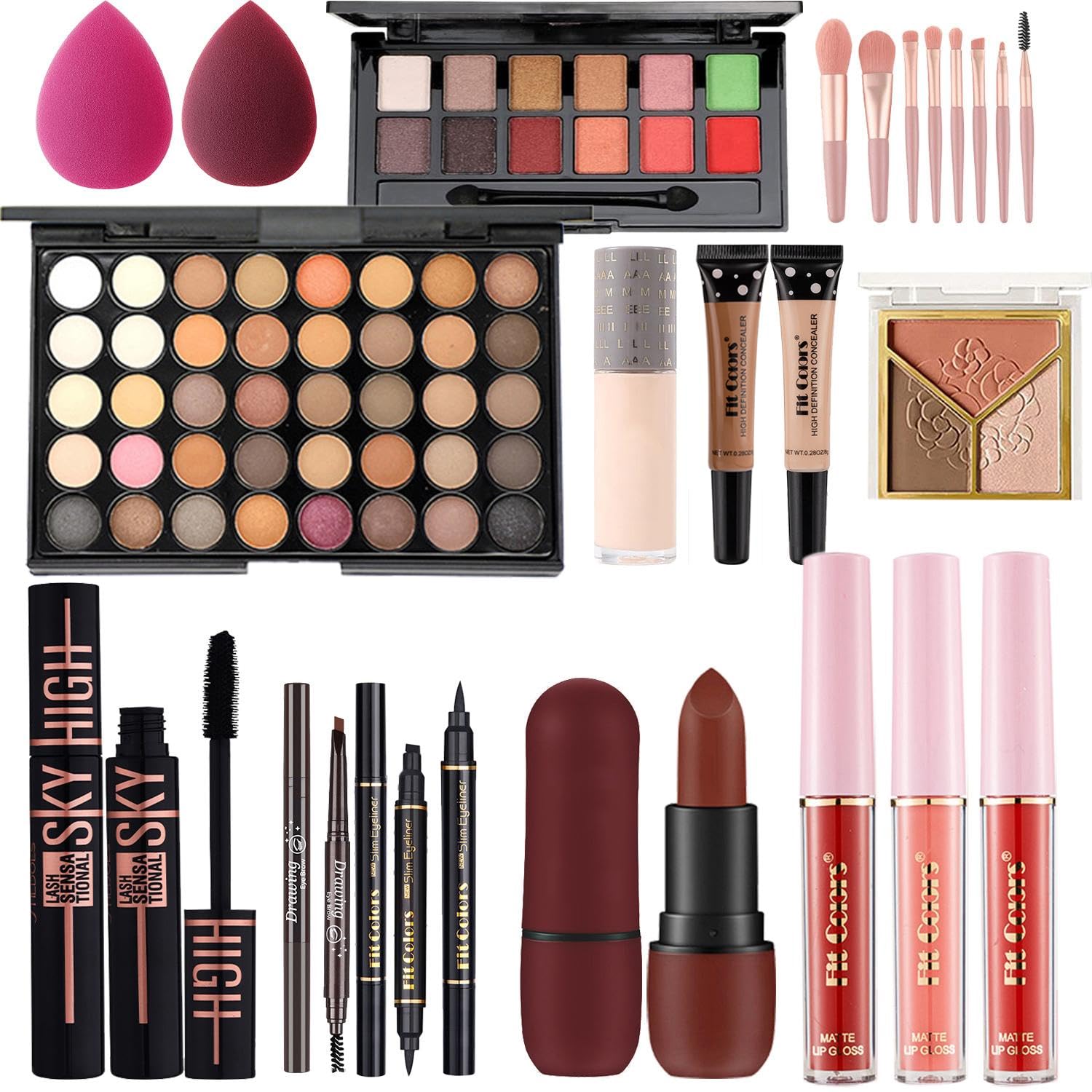 All in One Makeup Kit for Women Full Kit, Multipurpose Makeup Gift Set, Beginner-Friendly Cosmetic Set with Eyeshadow, Lipstick, Eyeliner, Mascara & Brushes – Travel-Friendly & Complete Makeup Set