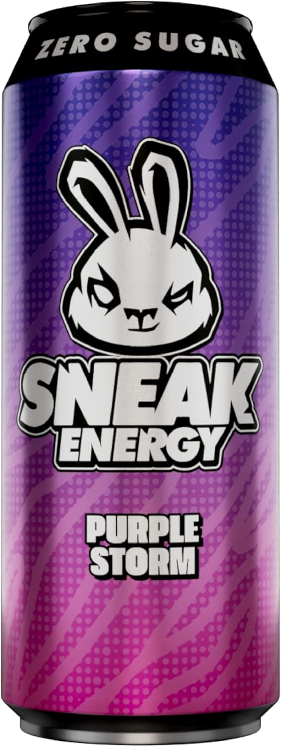 SNEAK Energy Drink Cans | Purple Storm with Brainberry | No Sugar. No Junk. Just Natural Caffeine, Focus-Boosting Nootropics in a Can | 500ml x 12