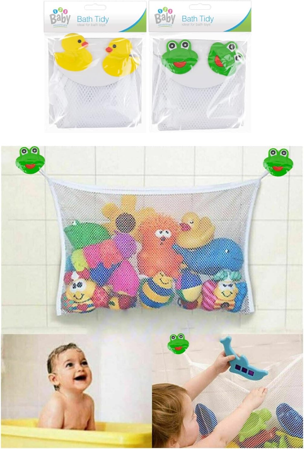 JKG® Large Baby Bath Toy Organiser Net Bag - Kids Bath Toy Tidy Storage Bag With Suction Cups | Baby Mesh Net Toy Holder Organiser Unit Basket Bag For Kids | Keep Bathtub Water Toys Mold Free