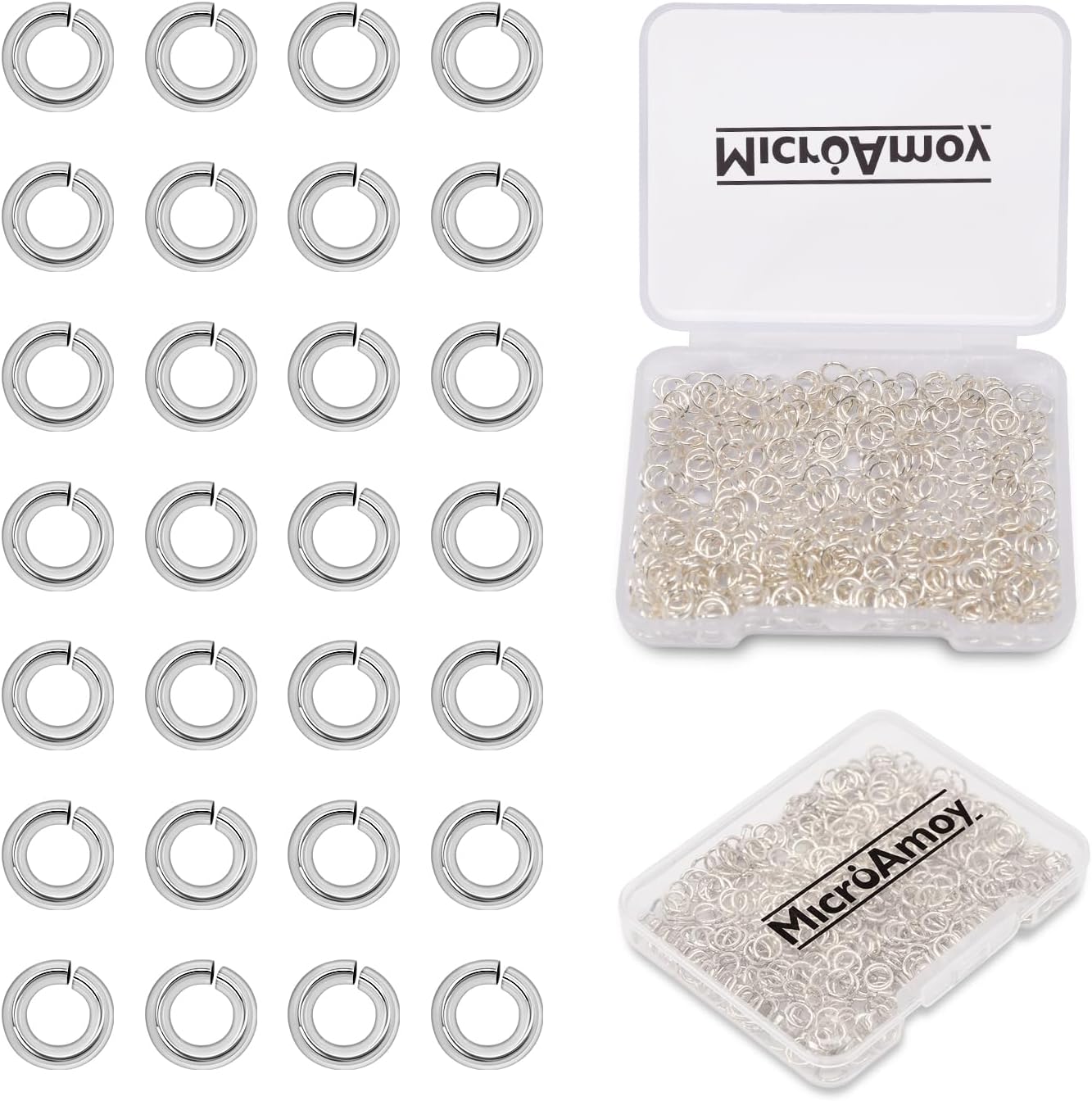 1000pcs Silver Filled Jump Rings, Non Tarnish Open Jump Rings for Necklace, Bracelet, Earrings DIY Jewelry Making Supplies (0.7x4mm)