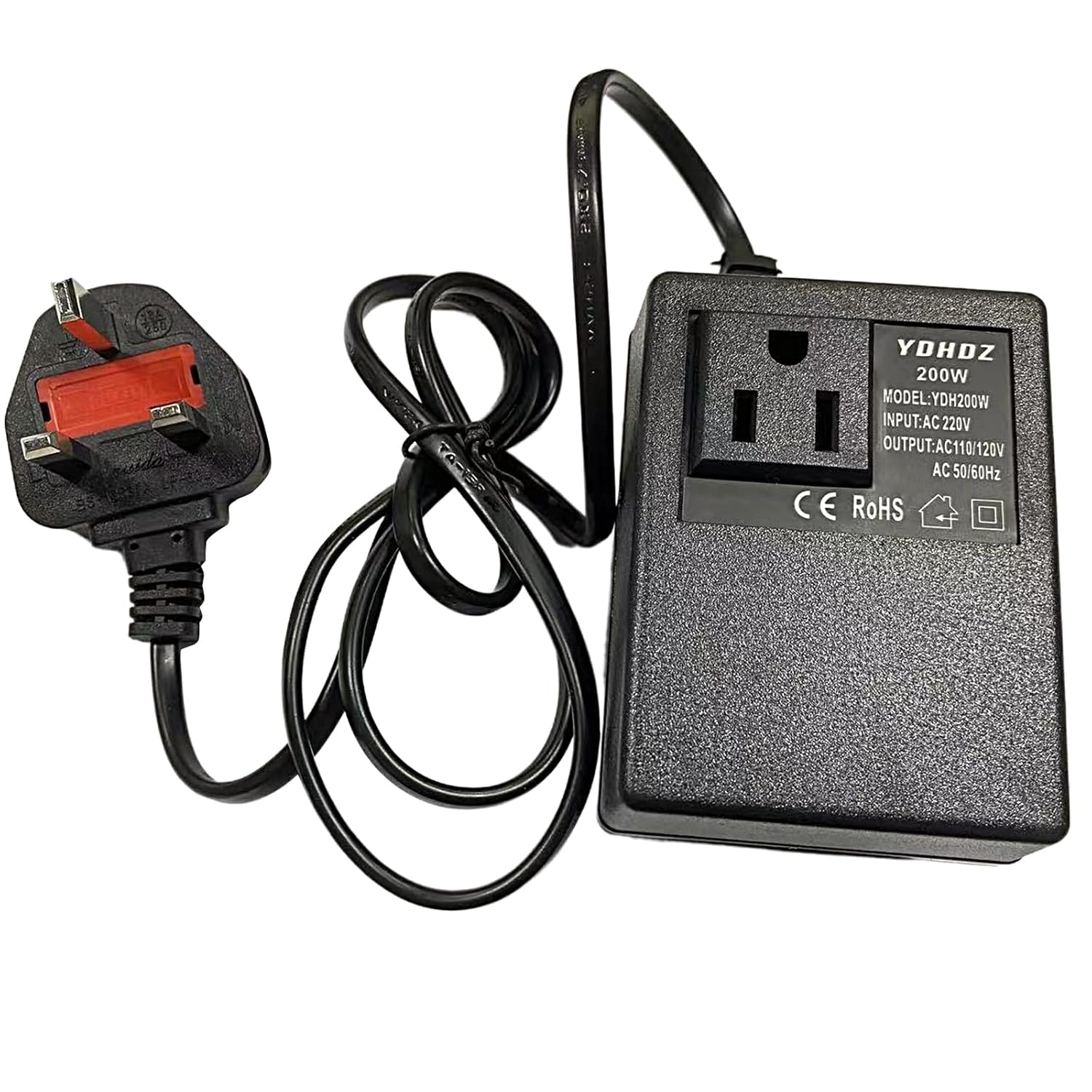 Step Down Power Voltage Converter Transformer 220V/240V to 110V/120V, 200W US to UK Voltage Converter, 220V to 110V Converter for Travel Hotel Household, Intelligent and Efficient