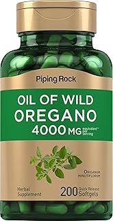 Piping Rock Oregano Oil Capsules 4000mg | 200 Pills | Herbal Extract Supplement | Wild Harvested | Non-GMO, Gluten Free