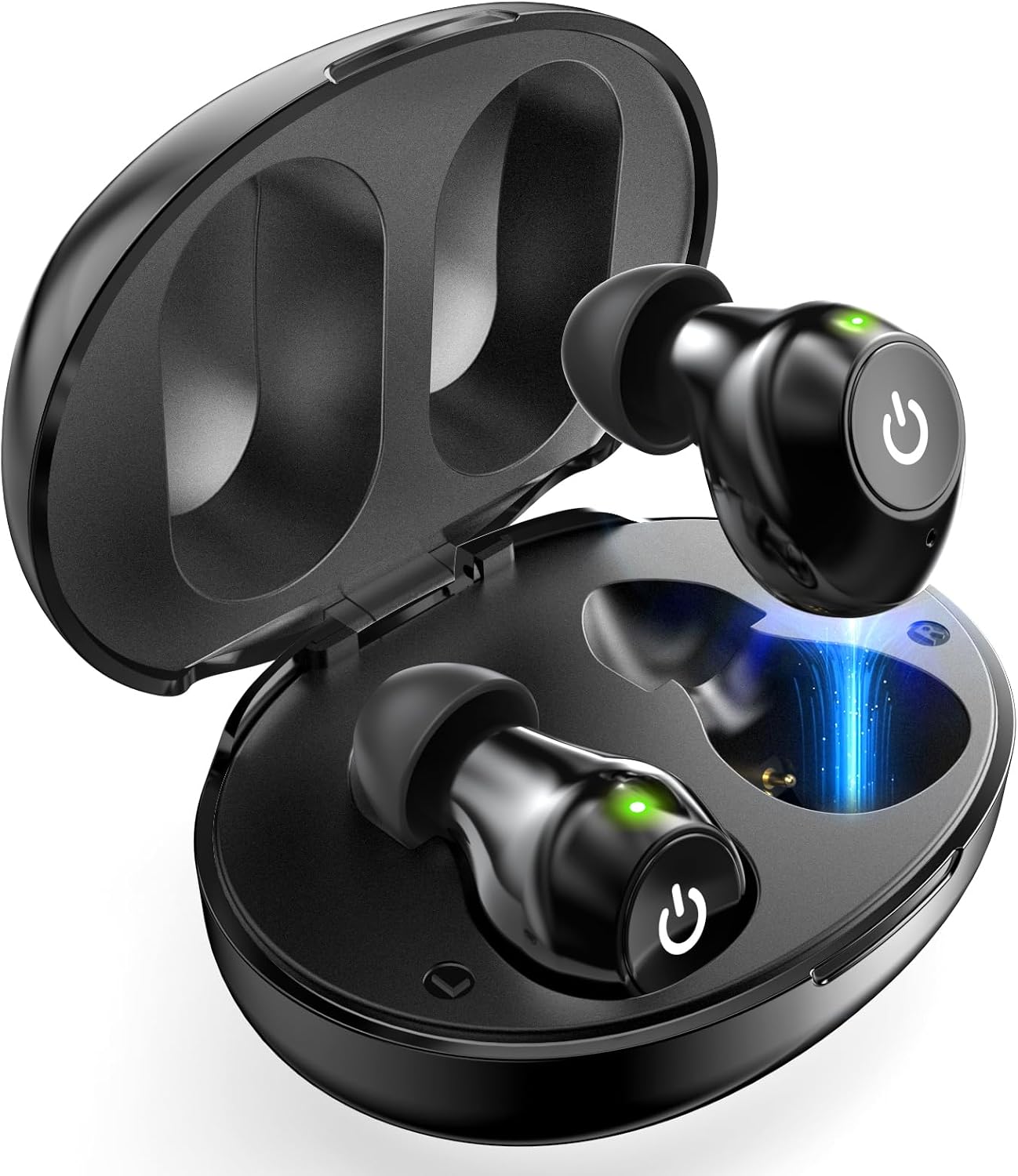 Rechargeable OTC Hearing Aids, Wireless with Noise Reduction, Invisible and Comfortable Design, 30+ Hours Per Charge, Up to 80 Hours with Case, Easy One-Button Control for Clear Conversations - Black