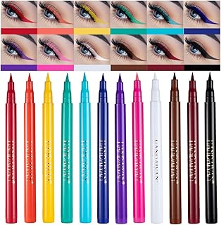 BestLand 12 Colors Matte Liquid Eyeliner Set Rainbow Colorful Neon Eyeliner Pencil Pigmented Waterproof Smudgeproof Long Lasting Gel Eye Liner Christmas Makeup Gift Kit for Women (Set E)