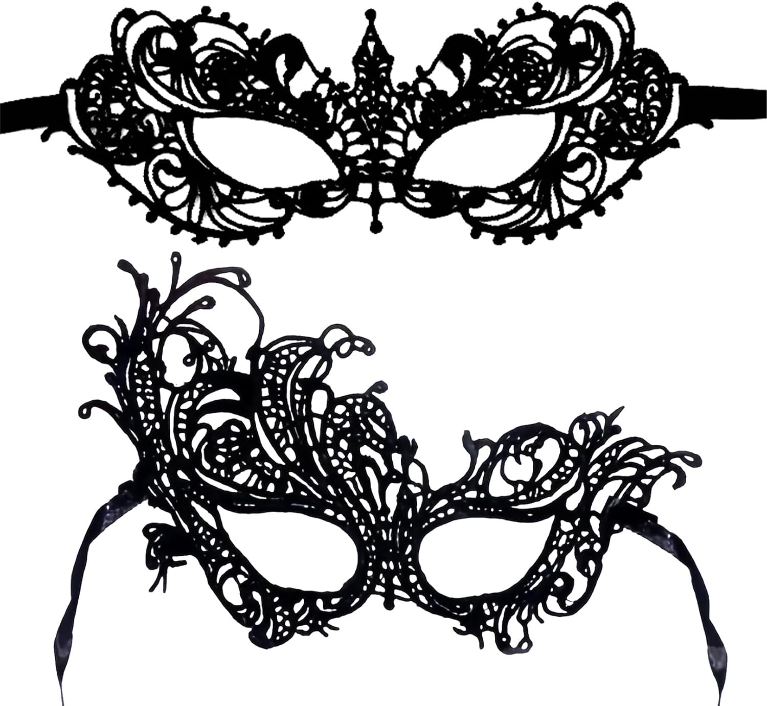 2Pcs Masquerade Mask,Sexy Black Lace Eye Mask,Fancy Masquerade Masks For Women,Half Face black Swan masks,Elegant Venetian Carnival Maskerade,for Female Prom Halloween Masquerade Party Masked Costume