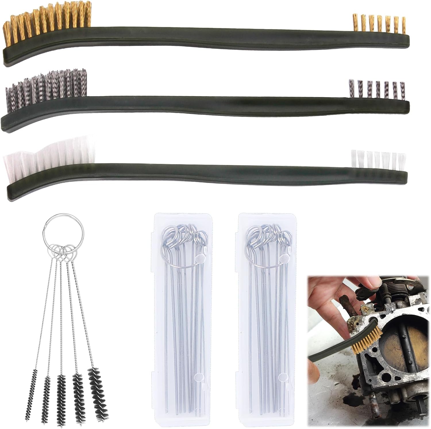 6 Pack Throttle Body Cleaner Kit, Carburetor Cleaning Kit, Torch Tip & Carb Dirt Remove Cleaner Set for Chainsaw Orifices Welding Motorcycle ATV Carburetor Jet Stove Gas Nozzles Shower Heads