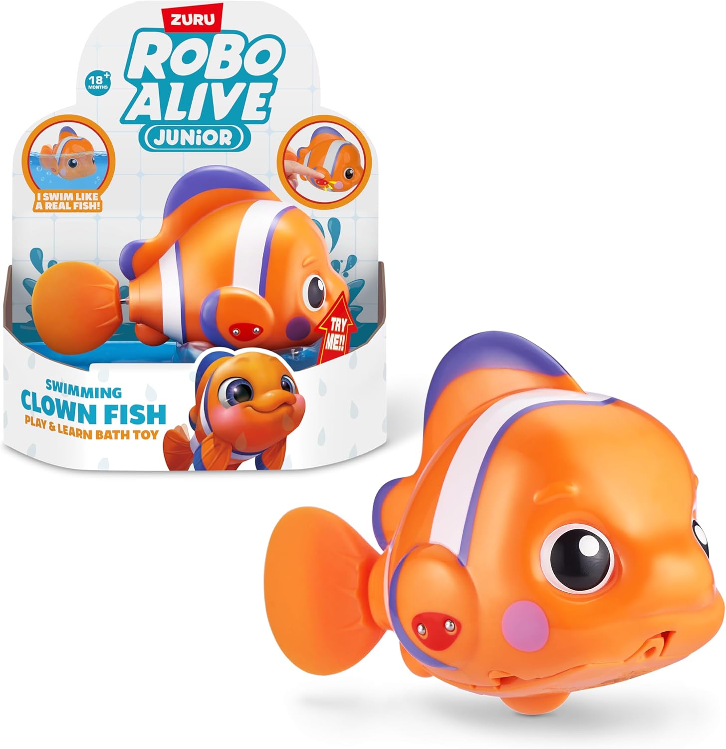 Robo Alive Junior Little Fish Battery-Powered Baby Fish Bath Toy by ZURU Bathtub Water Toys with Batteries, Orange Fish