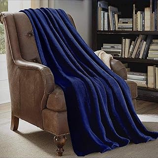 JML Throw Blankets for Couch, Fleece Throw Blanket - Soft Warm, Lightweight Plush Throw Blanket for Bed, Sofa, Chair, Travel, All Season Use, 50"x60", Navy