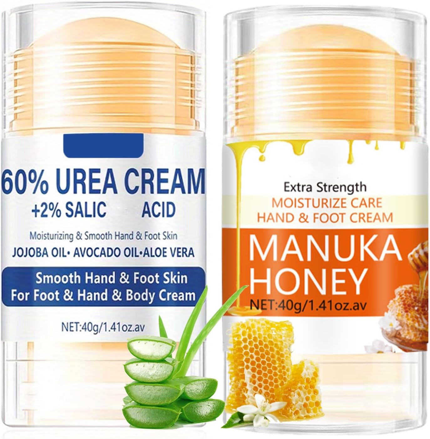 60% Urea Cream, Honey Foot Cream, 2PCS New Foot Cream for Cracked Heels and Dry Skin, Urea Cream 60 Percent for Feet, Cracked Heel Repair Moisturiser, Skin Care Hands & Feet