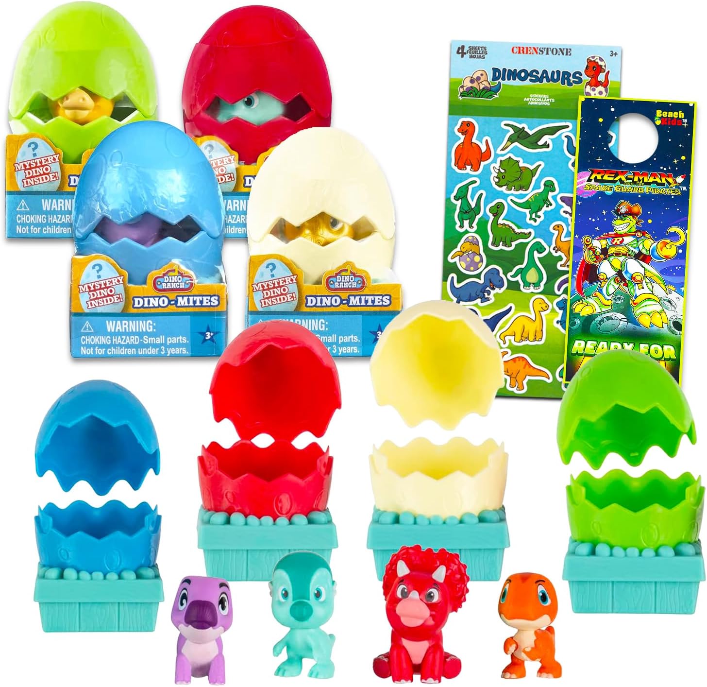 Dino Ranch Mini Figures Blind Bags Set - 3 Pack Dino Ranch Mystery Bag Toys Bundle with Collectable Mini Figures Plus Stickers | Dino Ranch Party Favors, Supplies