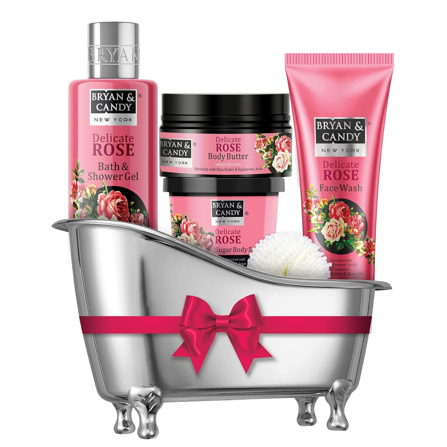 Bath Sets for Women Gift - Delicate Rose Bath Gift Set For Women, Spa Gift Baskets for Women Gift, Spa Set for Women Gift, Spa Baskets for Women Gift, Gift Boxes for Women, Spa Gift Sets for Women