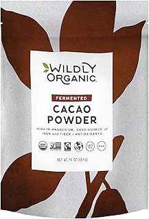 Wildly Organic Fermented Cacao Powder 16 Oz, 1 lb Bag - Organic, Non-Alkalized, Minimally Processed, High in Antioxidants, Raw, Fair Trade, Non-GMO, Kosher, Vegan, Premium Rich Chocolate Flavor | Perfect for Skin, Hair, Smoothies, Yogurt, Oatmeal, Baking, & Hot Cocoa