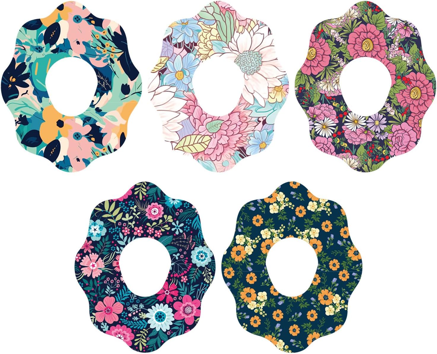 25pcs Adhesive Over Patches for Dexcom G7, Fabric Waterproof Sweatproof Breathable Sensor Covers, Flower Non-Woven CGM Overpatch, Monitor Floral Tape Stickers Compatible with Dexcom Accessories