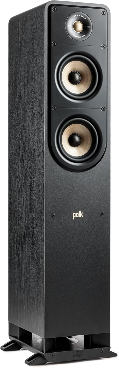 Polk Signature Elite ES50 Tower Speaker - Hi-Res Audio Certified, Dolby Atmos & DTS:X Compatible, 1" Tweeter & (2) 5.25" Woofers, Power Port Technology for Effortless Bass, Stunning Black