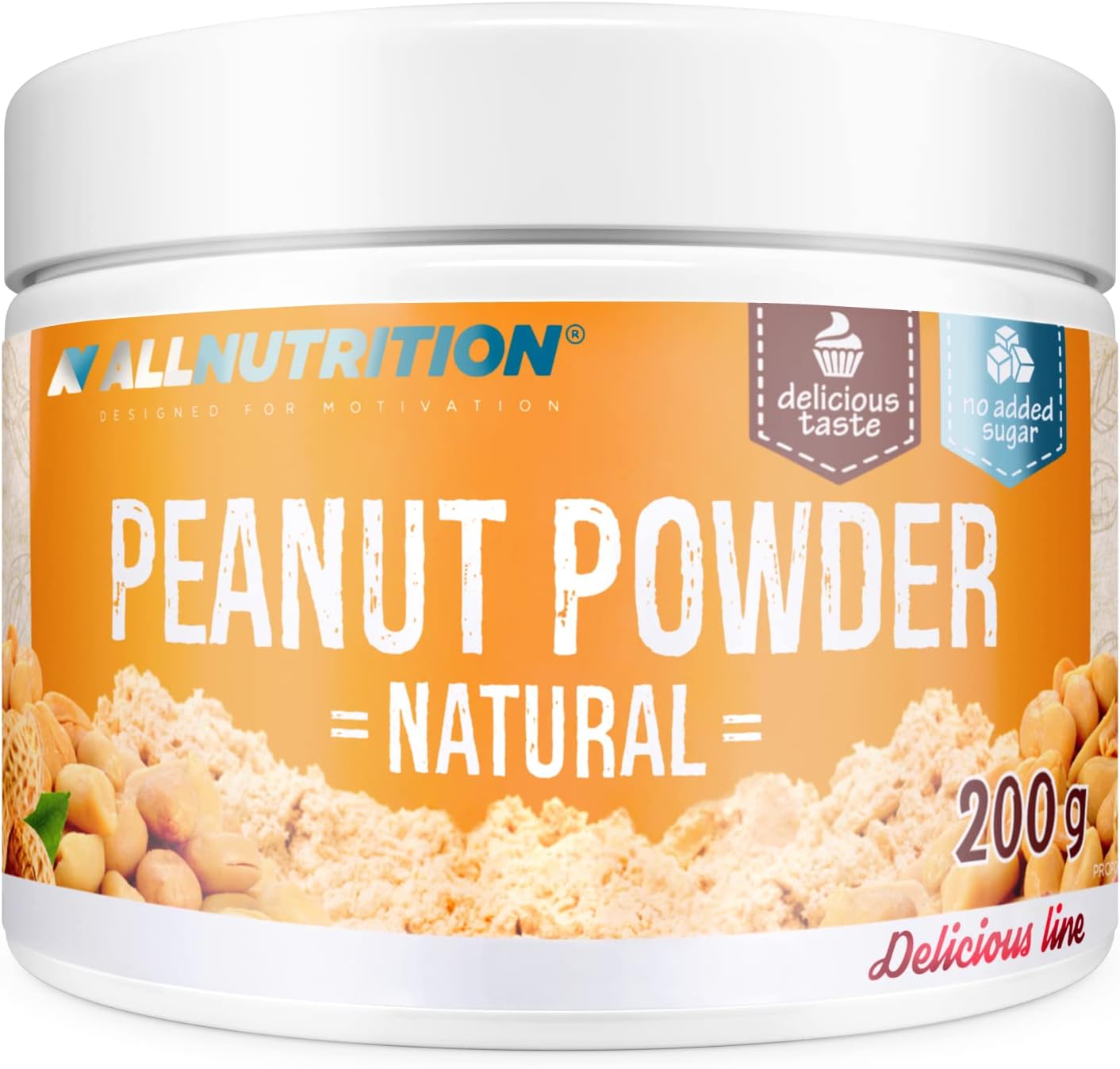 ALLNUTRITION Sugar Free Peanut Powder - Low Fat Peanut Butter - No Sugar Peanut Cream with 50% Protein - Low Calorie Sweets - No Palm Oil - Vegan and Keto Friendly - 200g Natural