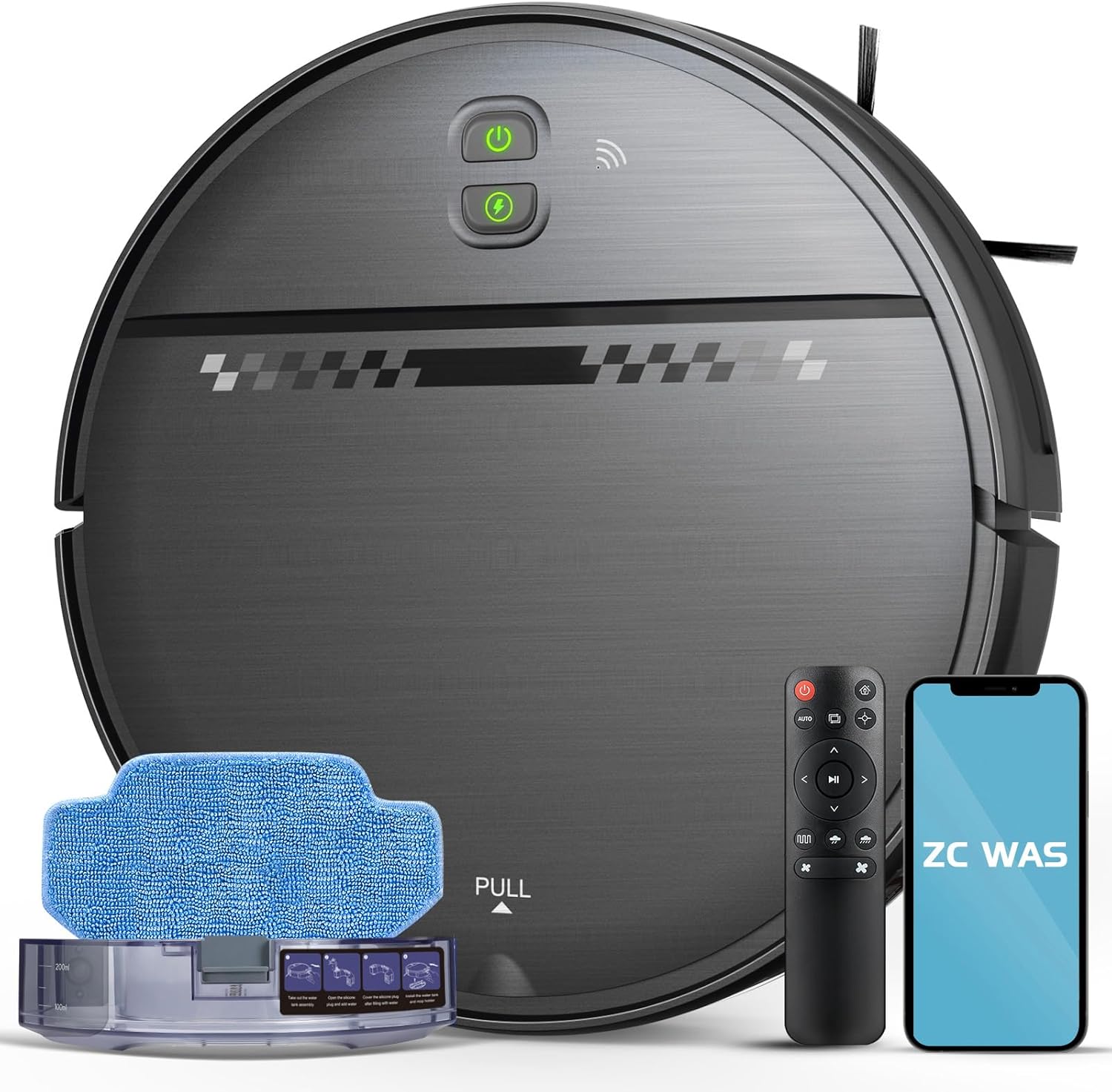 Robot Vacuum and Mop Combo, 2-in-1 Robot Vacuum Cleaner, Perfect for Pet Hair, Hard Floor and Carpet, Anti-Bump, Anti-Fall, App, Voice and Remote Control