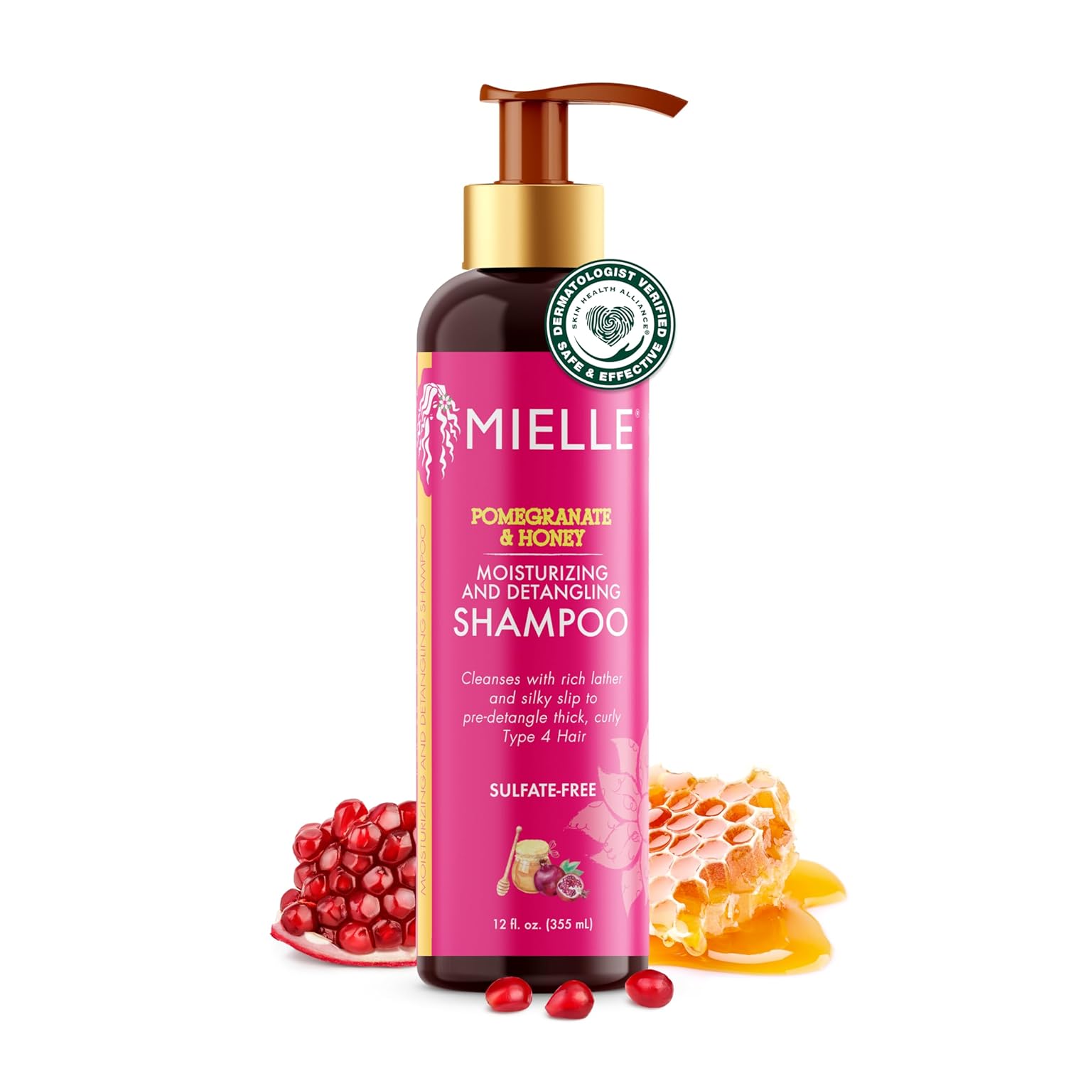 Mielle Organics Pomegranate & Honey Moisturizing and Detangling Shampoo for Type 4 Hair, 12 Ounces