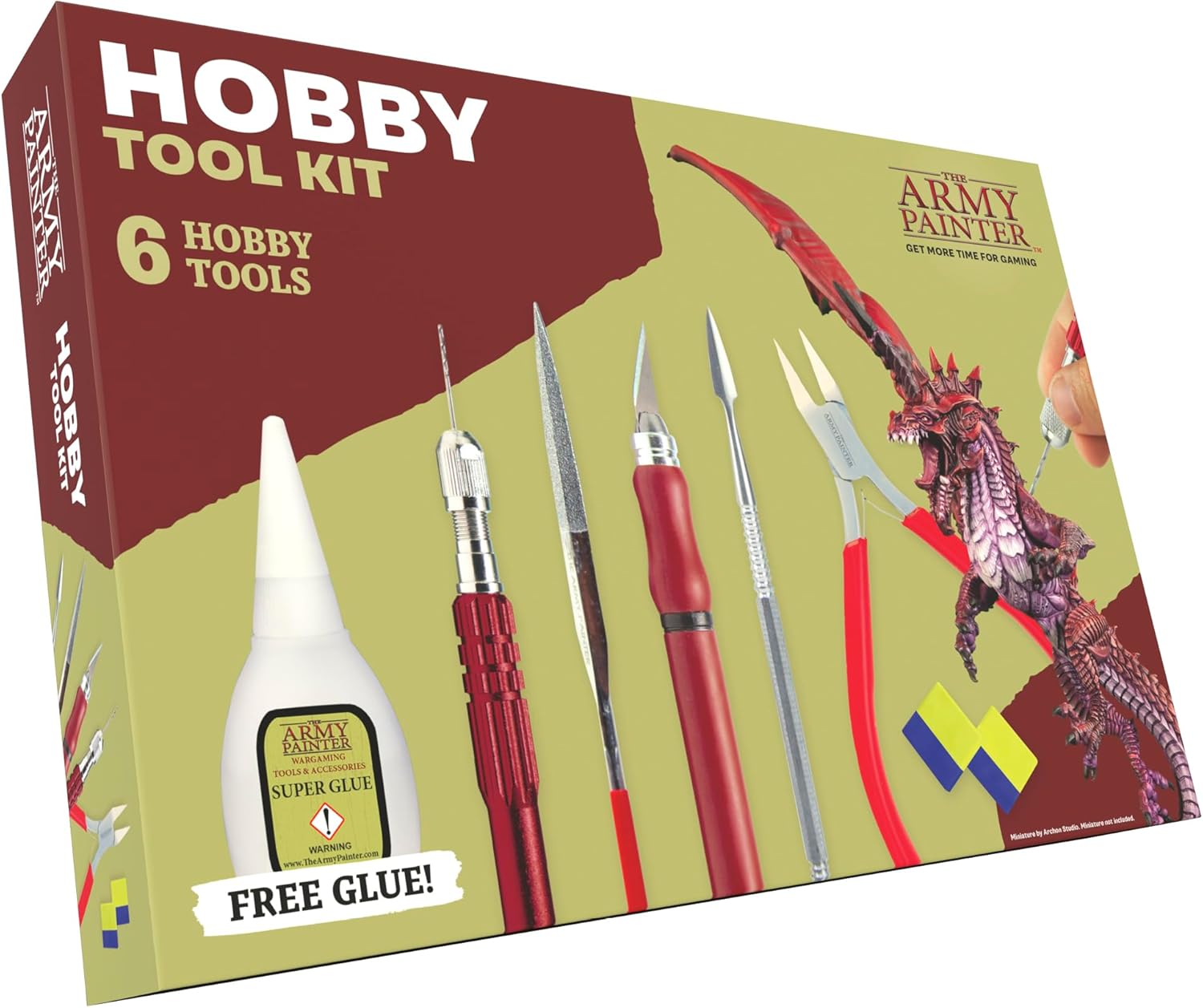 The Army Painter, Hobby Tool Kit with Glue & 6 Tools: Drill incl. 3 bits, Hobby Knife, Side Cutter, Sculpting Tool & Green Stuff - Tools for Warhammer & DND Modeling Plastic, Resin & Metal Miniatures