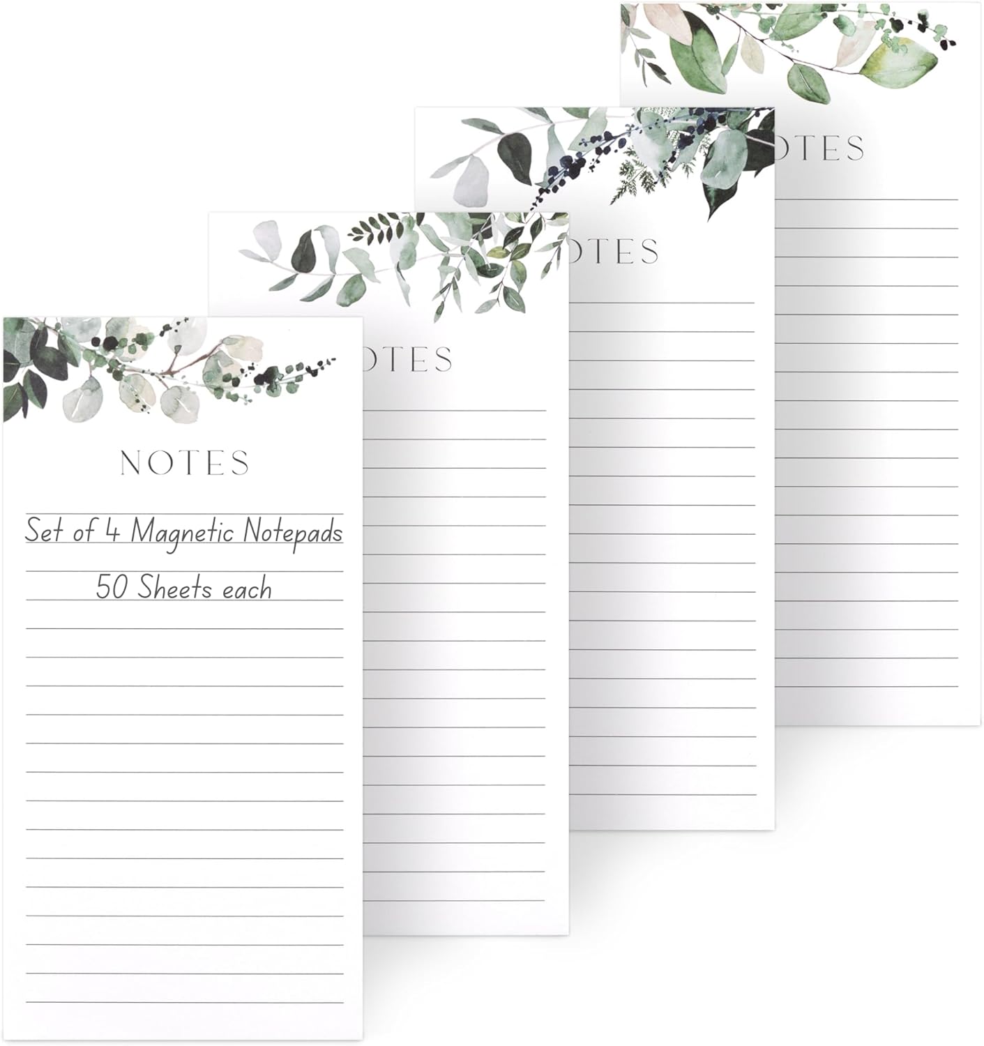Beautiful Magnetic Notepads for Fridge - Set Of 4 Modern Note pads With Lined Pages to Easily Write Notes & Make Grocery/Shopping Lists - The Perfect To Do Pad w/ Strong Magnets for Your Refrigerator