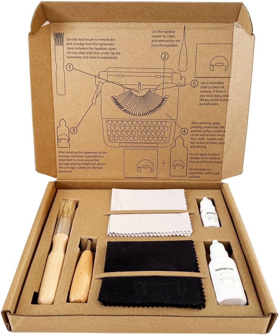 Maintenance Kit - Dust Brush, Typewriter Oil, Polishing Cream, Typebar Cleaner, Fibre Clothes