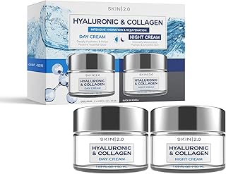 Vitamin C and Collagen Day & Night Face Moisturizer Duo Pack - Dermatologist Tested - Anti-Aging, Brightening Day Cream - Cruelty Free Korean Skin Care For All Skin Types - 1.69 Fl. oz x2