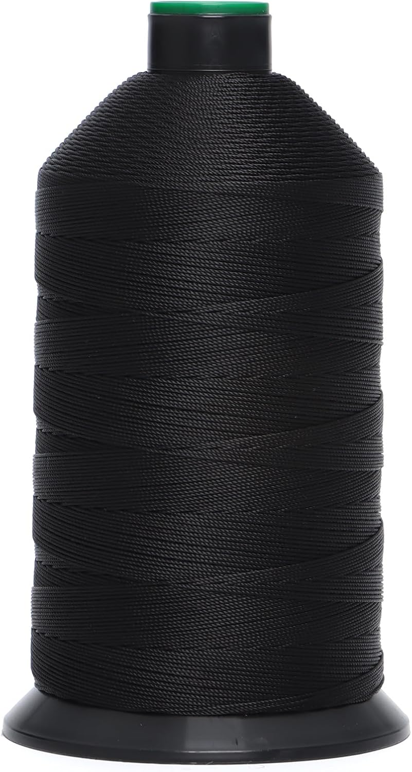 Extra Strong Bonded Nylon Thread #277 Tex270 – 16 OZ, 1500yds, Versatile Stitching Solution for Leather, Upholstery, Canvas Repair and More (Black)