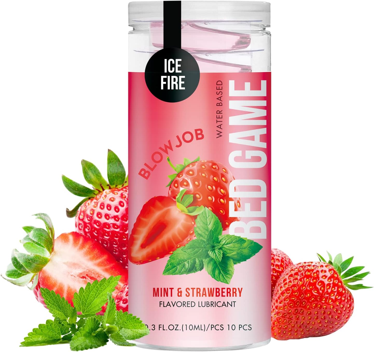 Flavored Edible Lube for Oral Blowjob Jelly Sex Oral Water for Couple Adult, No Rinse Lubricant 10-Pack (Strawberry & Mint)