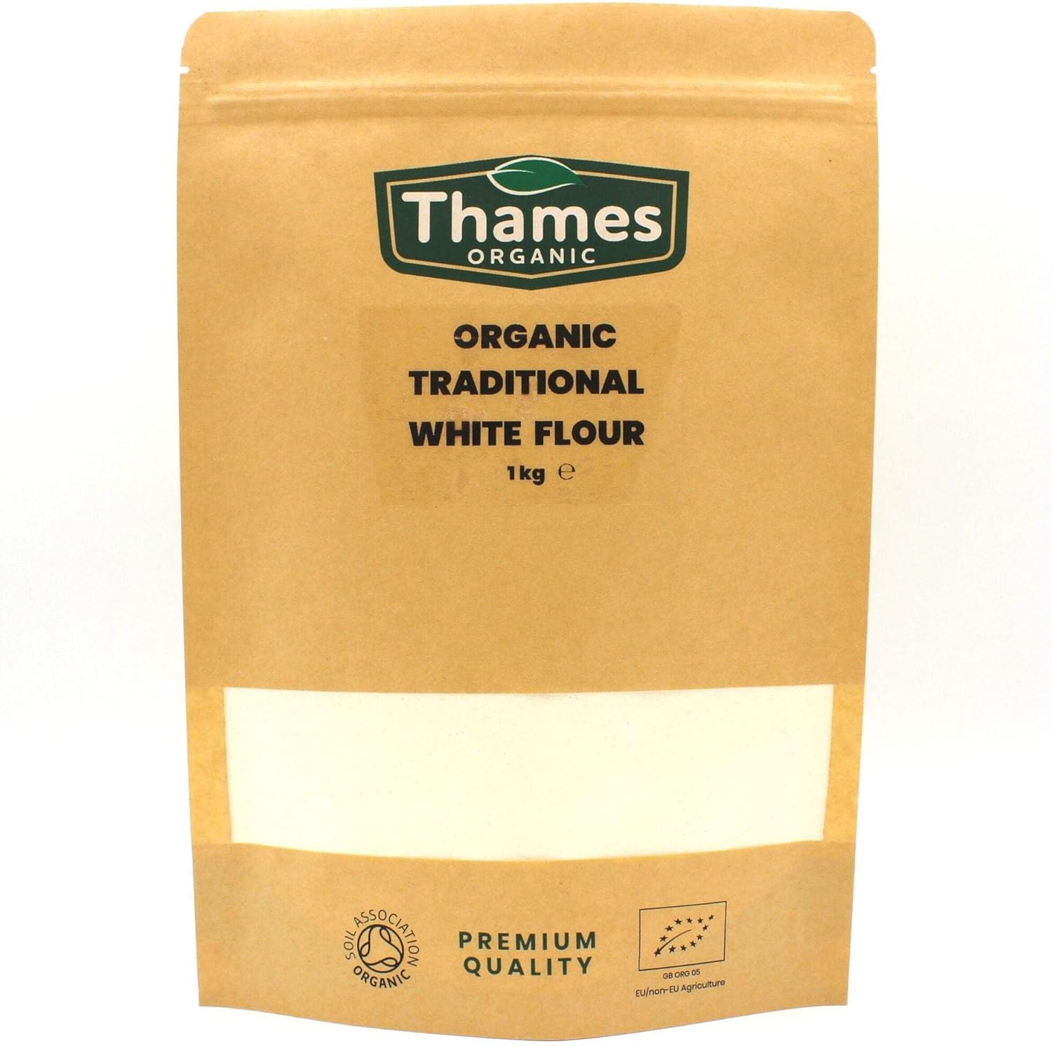 Traditional Organic White Flour-Certified Organic, Non-GMO, Vegan, No Additives, No Preservatives, Resealable Bag by Thames Organic 1kg