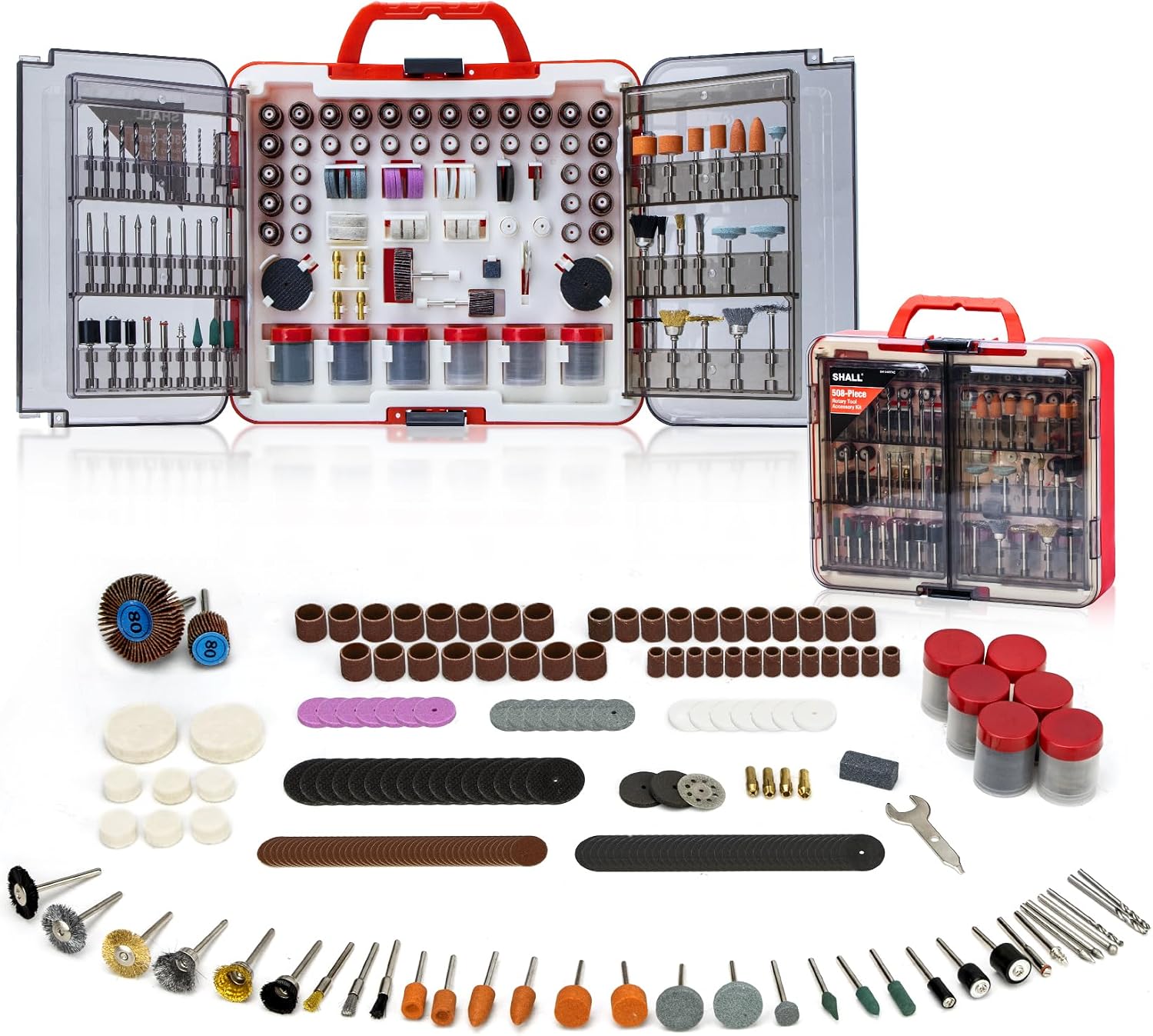 Shall 508 Universal Rotary Tool Accessories Set, Multi-Function Tool Kit with Chuck for Cutting, Grinding, Drilling, Engraving and Polishing Compatible Dremel