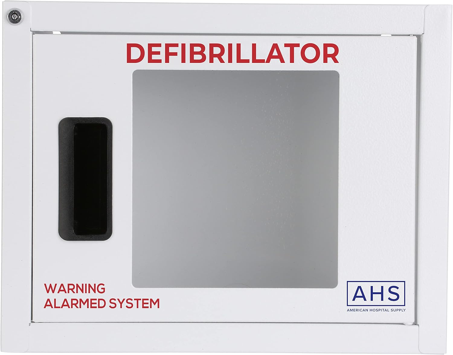 AMERICAN HOSPITAL SUPPLY AED Cabinet | Defibrillator Wall Mounted Storage Cabinet White | Alarmed | Small Fits Phillips/Heartsine/Defibtech